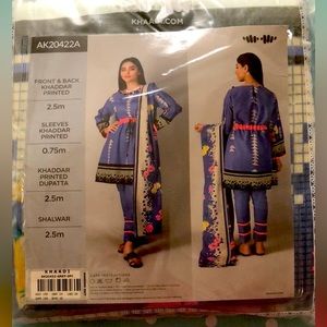 Khaddar printed unstitched 3 piece khaadi suit (shalwar kameez)